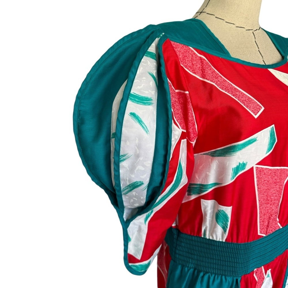 Rare Vintage 80s JEANNE MARC Jumpsuit Colorful Abstract Print Avant Garde - Picture 3 of 15